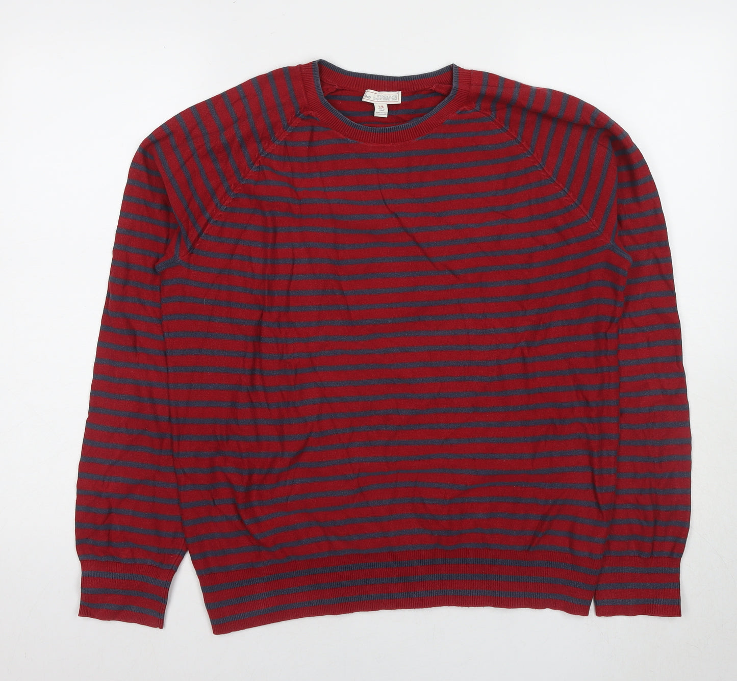 Gap Men's Red Striped Pullover Jumper Large