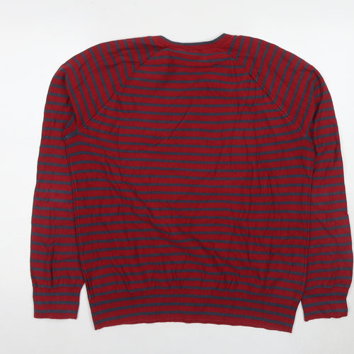 Gap Men's Red Striped Pullover Jumper Large