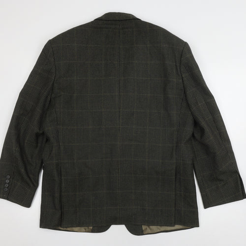 Marks and Spencer Men's Green Wool Check Blazer, Size Short