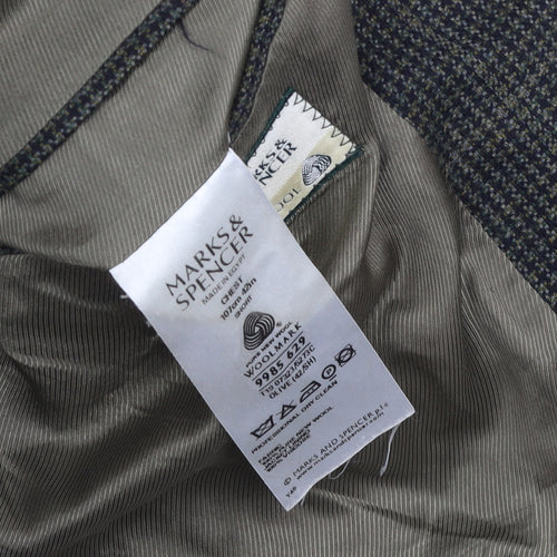 Marks and Spencer Men's Green Wool Check Blazer, Size Short