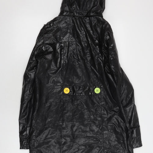 Iron Fist Women's Black Hooded Rain Coat, M, Punk Style