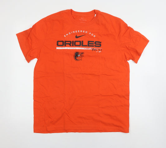 Nike Men’s Orange Orioles T-Shirt, Size L, Graphic Print