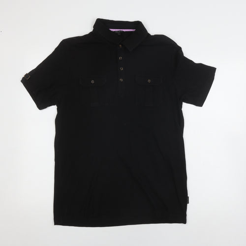 Ted Baker Men's Black Polo, Size L, Short Sleeve