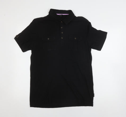 Ted Baker Men's Black Polo, Size L, Short Sleeve