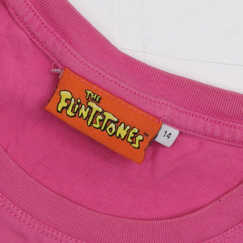 The Flintstones Women's Pink Graphic T-Shirt Size 14