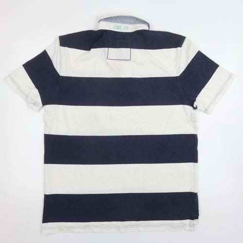 Howick Men's Blue & White Striped Polo Shirt L Casual