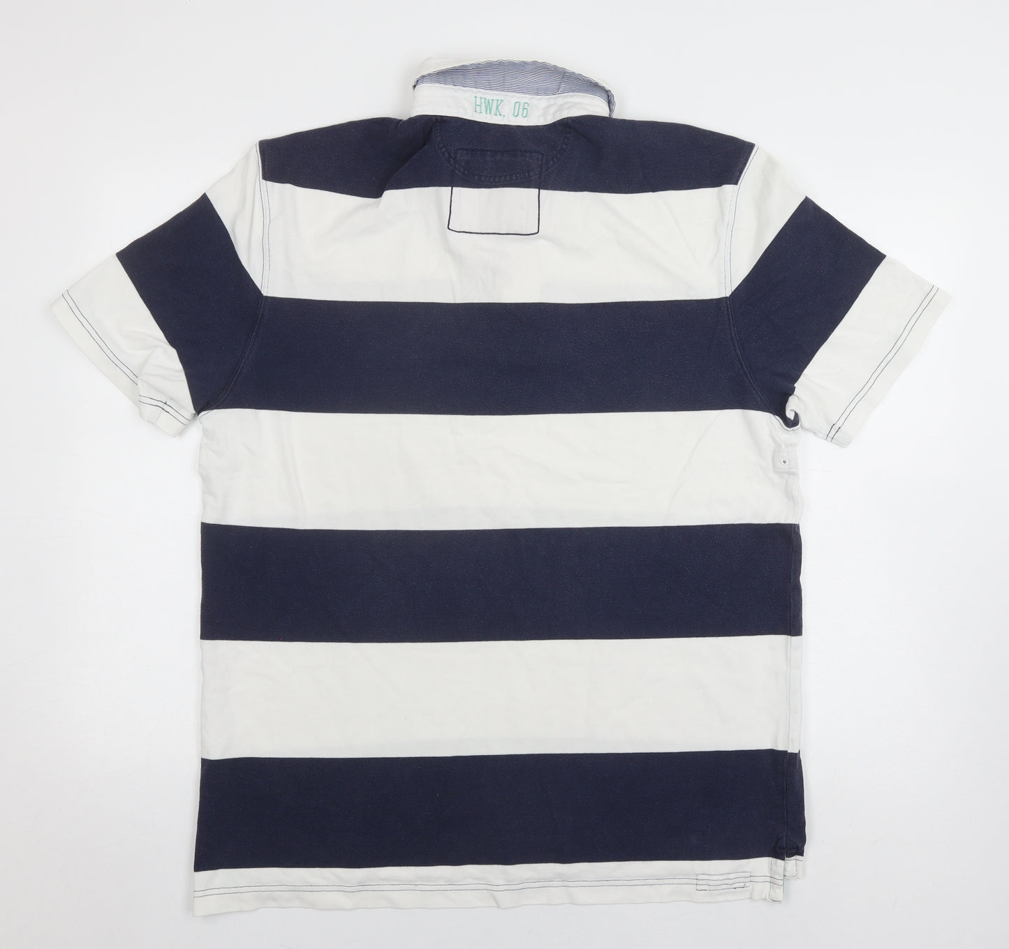 Howick Men's Blue & White Striped Polo Shirt L Casual