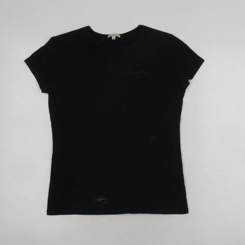 Massimo Dutti Women's Black T-Shirt L Short Sleeve