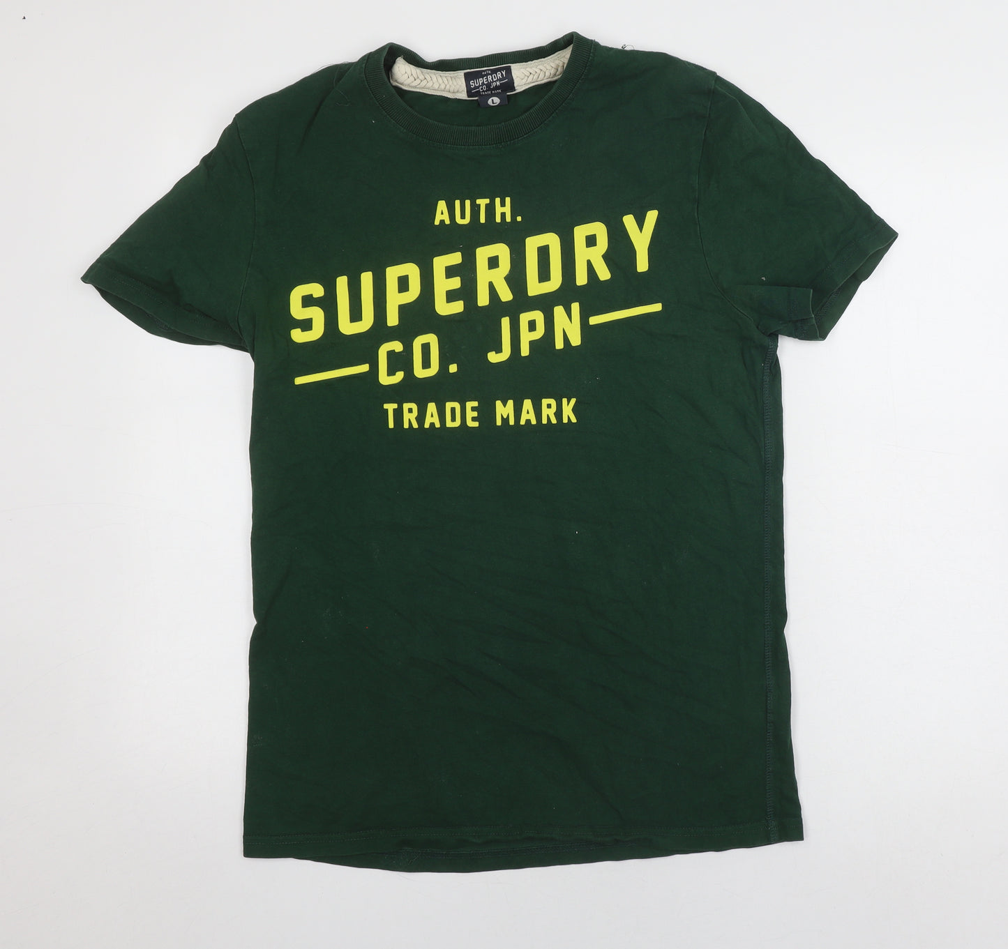 Superdry Men's Green Crew Neck T-Shirt, Size L