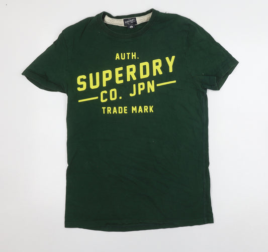 Superdry Men's Green Crew Neck T-Shirt, Size L