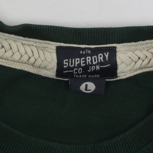 Superdry Men's Green Crew Neck T-Shirt, Size L