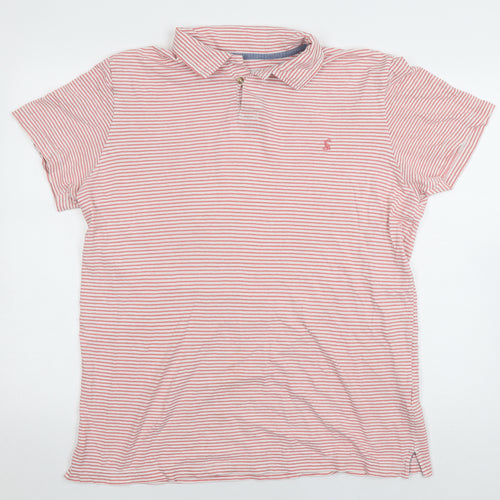 Joules Women's Red Striped Linen Polo Shirt, Size L