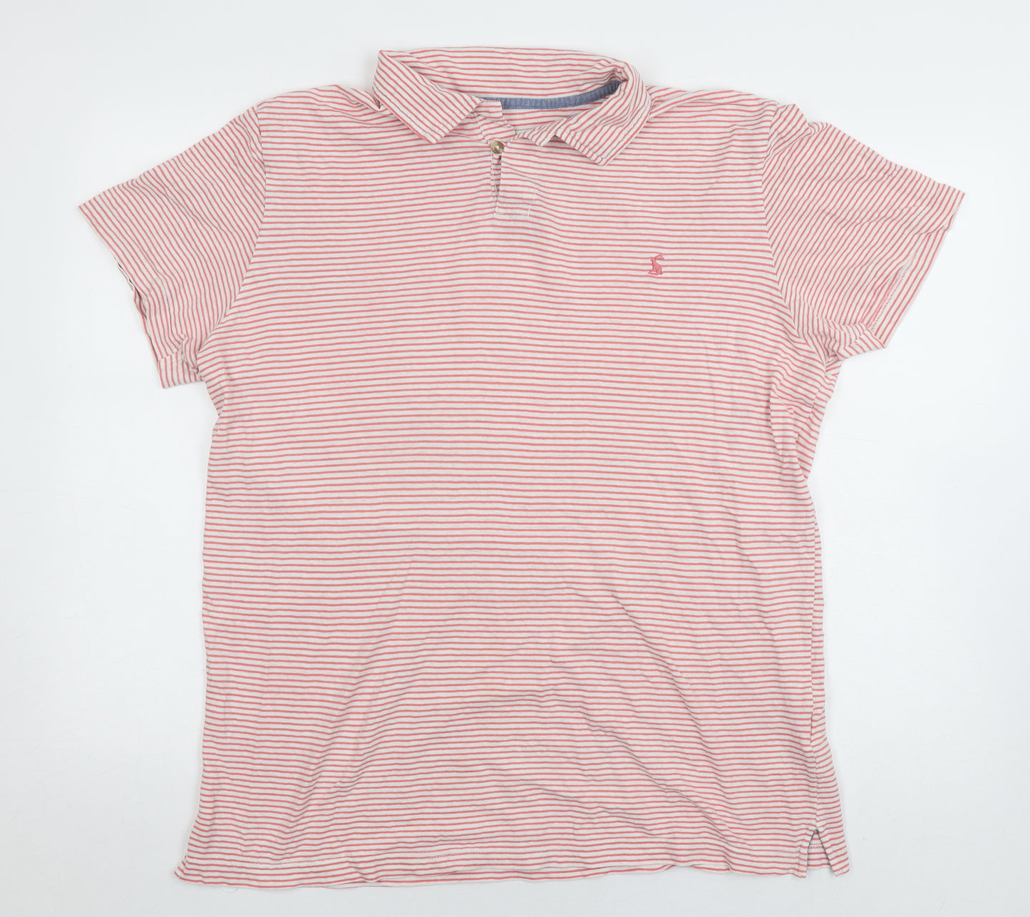 Joules Women's Red Striped Linen Polo Shirt, Size L