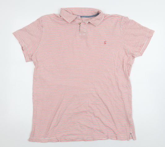 Joules Women's Red Striped Linen Polo Shirt, Size L