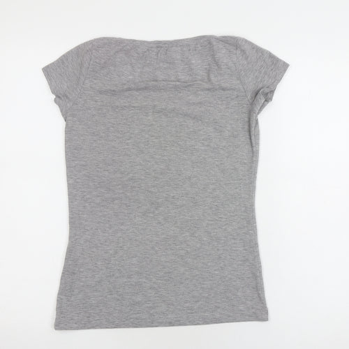 O'Neill Women's Grey Graphic T-Shirt S Scoop Neck