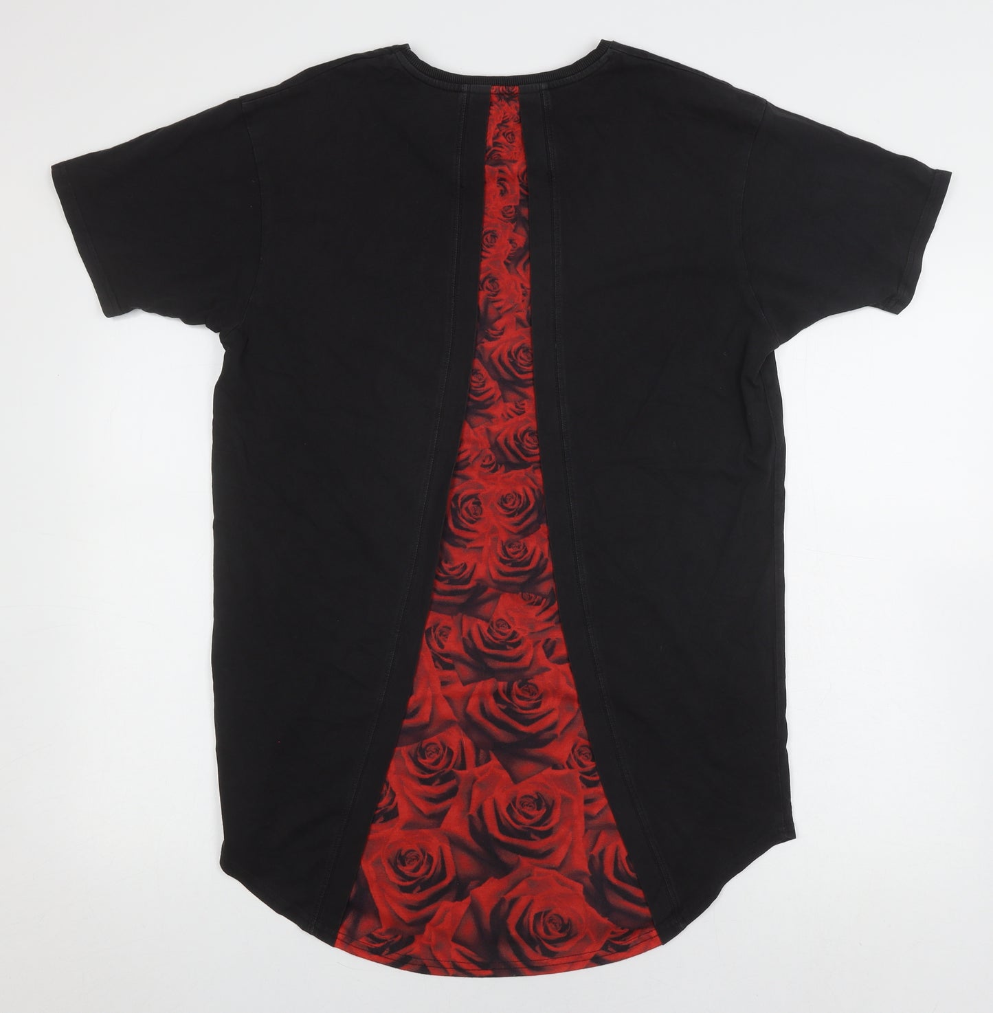 SikSilk Black Cotton Floral T-Shirt - Unisex Large