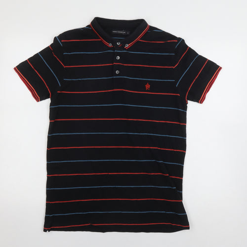 French Connection Men's Black Striped Polo Shirt M