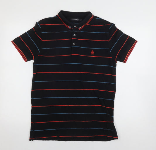 French Connection Men's Black Striped Polo Shirt M