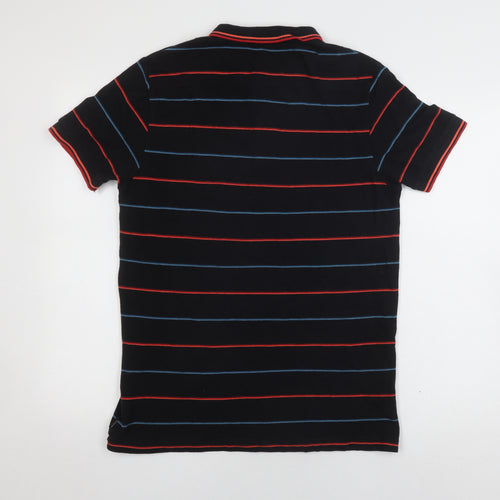 French Connection Men's Black Striped Polo Shirt M