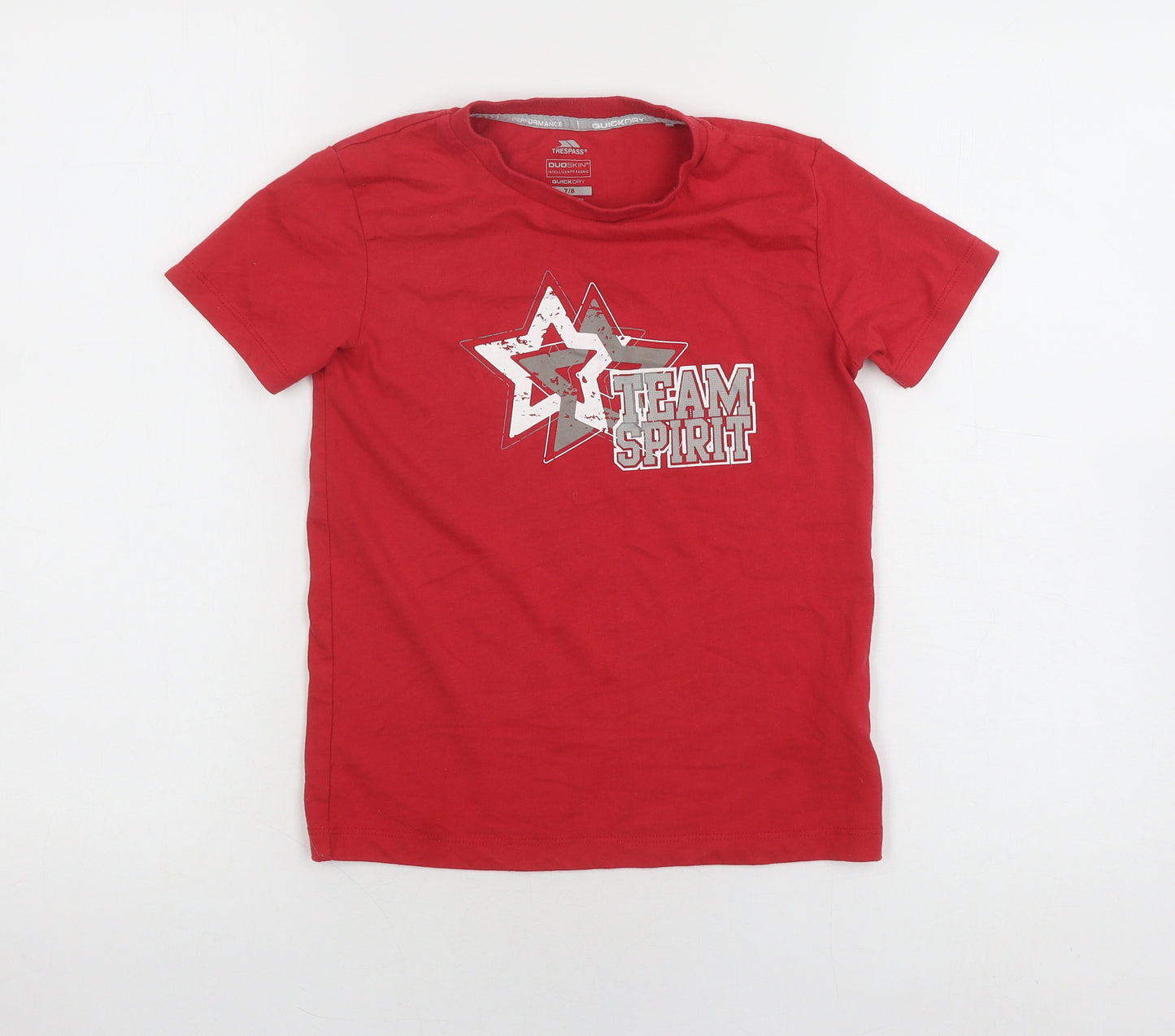 Trespass Boys Red T-Shirt 7-8 Years - Graphic Quick Dry Top