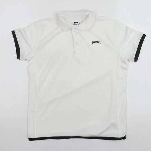 Slazenger Boys White Polo Shirt, Age 11-12, Logo Accent