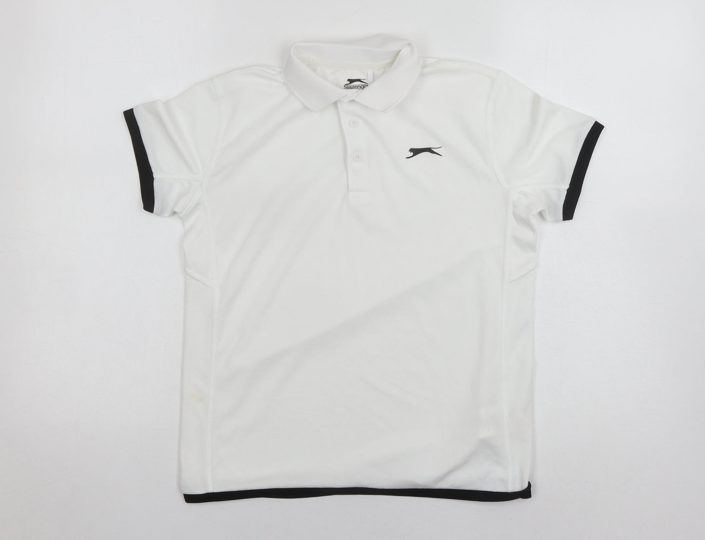 Slazenger Boys White Polo Shirt, Age 11-12, Logo Accent