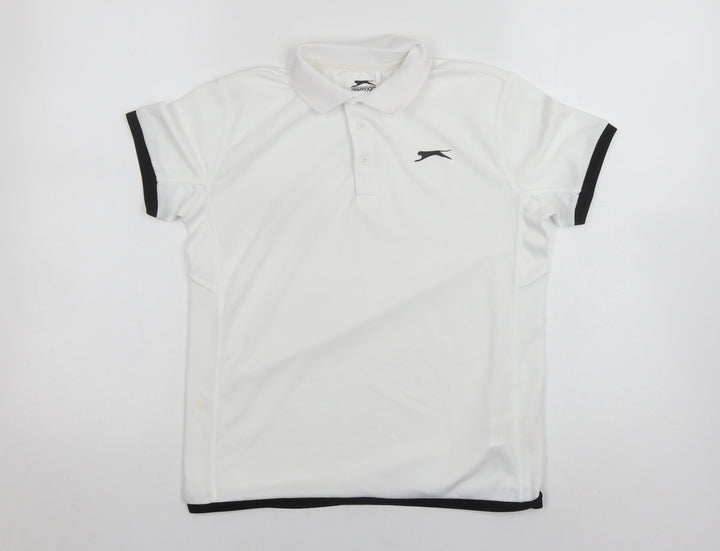 Slazenger Boys White Polo Shirt, Age 11-12, Logo Accent