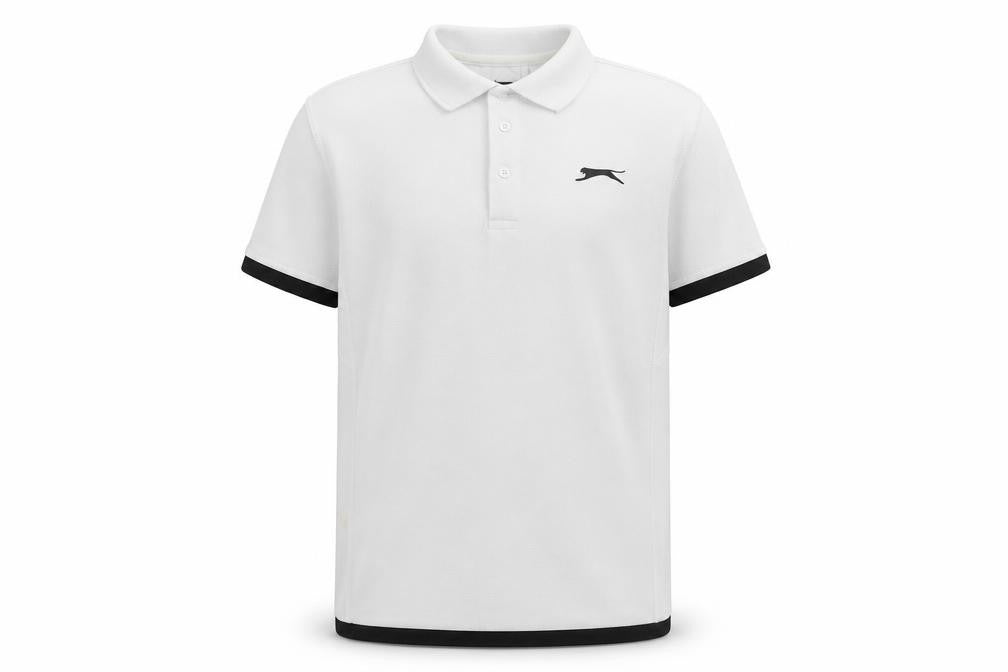 Slazenger Boys White Polo Shirt, Age 11-12, Logo Accent