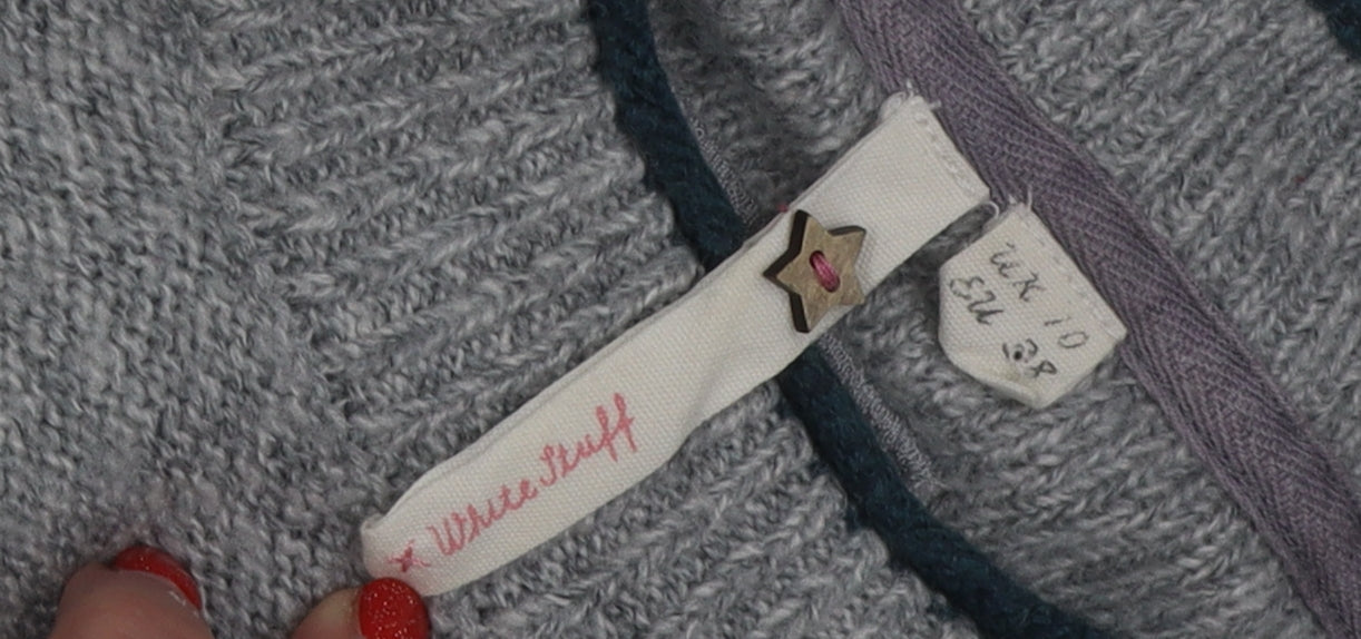 White Stuff Women's Grey Heart Jumper UK 10