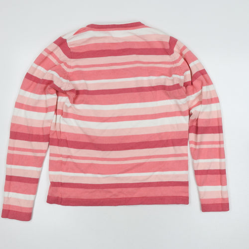 Isle Women's Pink Striped V-Neck Pullover Jumper Size 10