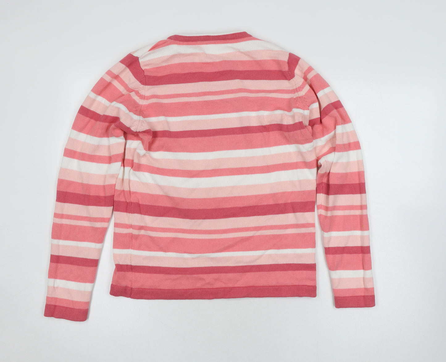 Isle Women's Pink Striped V-Neck Pullover Jumper Size 10