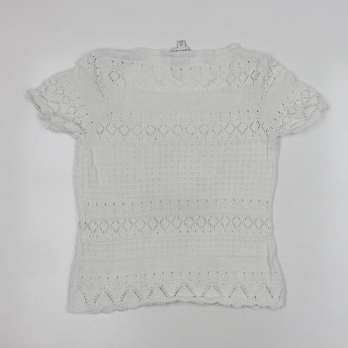 Warehouse Women's White Knit Henley Jumper Size 10