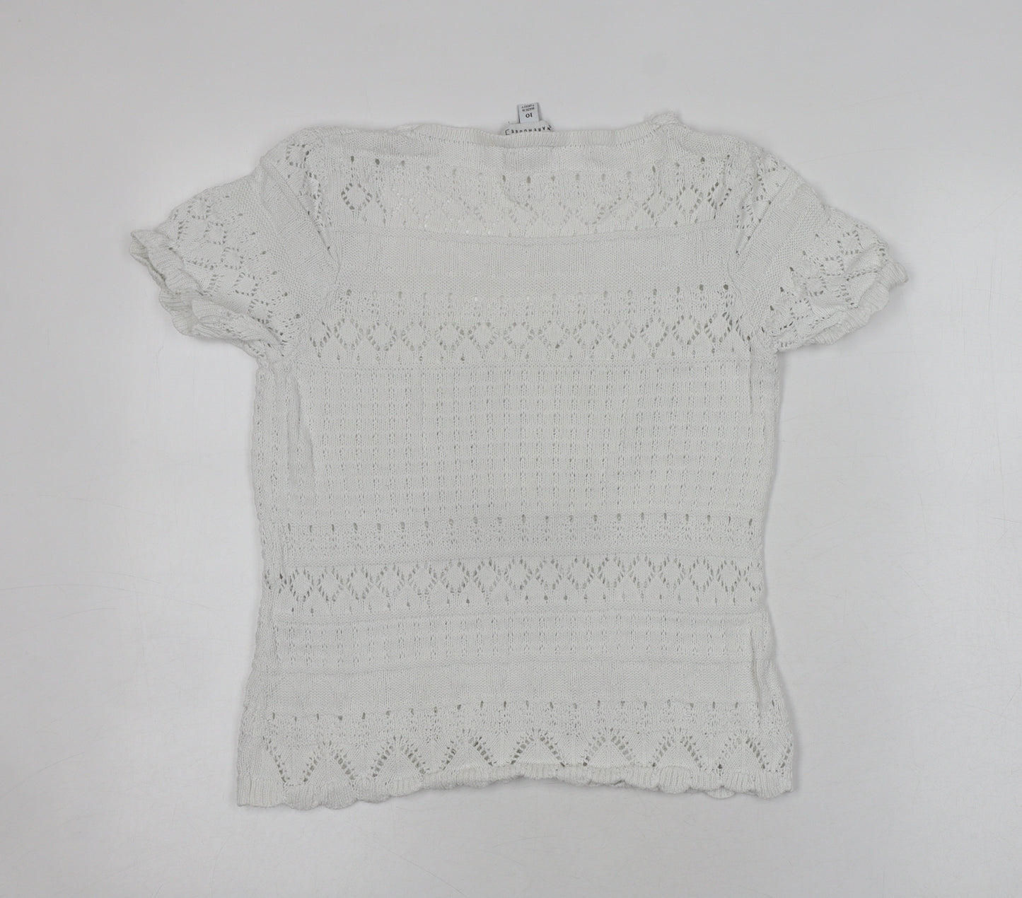 Warehouse Women's White Knit Henley Jumper Size 10