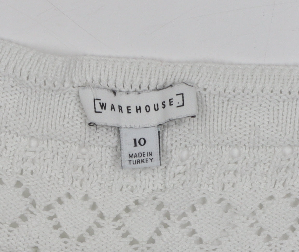 Warehouse Women's White Knit Henley Jumper Size 10