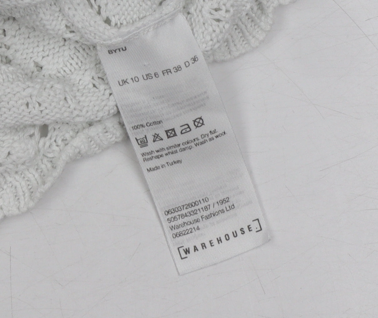 Warehouse Women's White Knit Henley Jumper Size 10