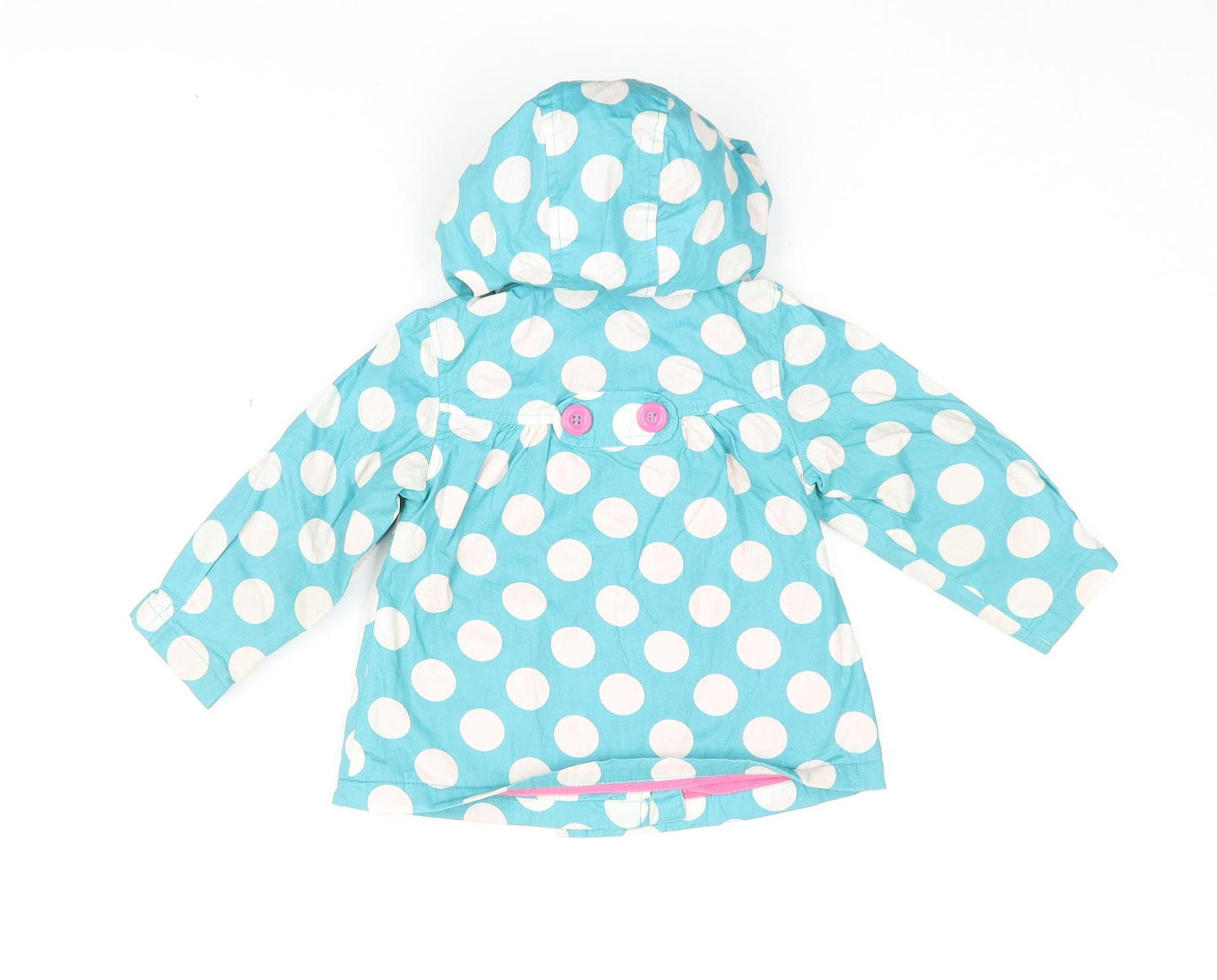 Mothercare Girls Blue Polka Dot Hooded Rain Coat 12-18 Months