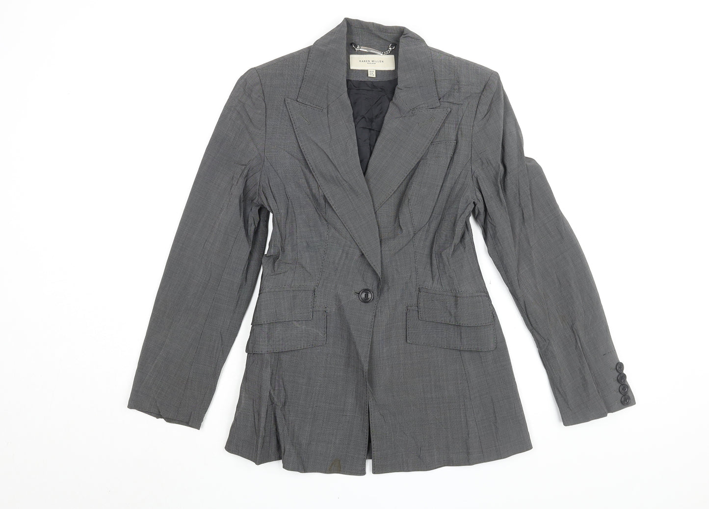 Karen Millen Women's Grey Check Blazer, Size 10, Business Casual