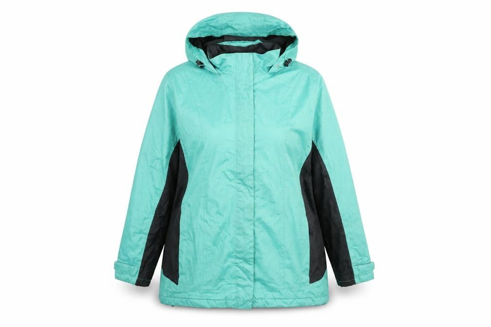 Front view of Bonmarché Women's Green, size 18, Regular Fit Rain Coat