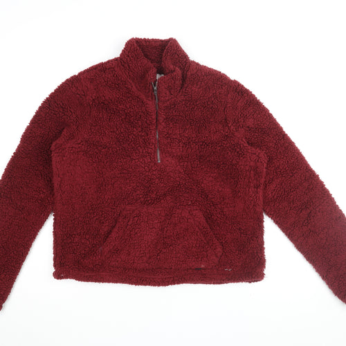 Hollister Women's Red Pullover Fleece Sweatshirt L