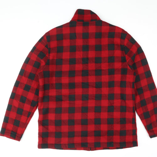 Club Room Men's Red Check Full Zip Sweatshirt M