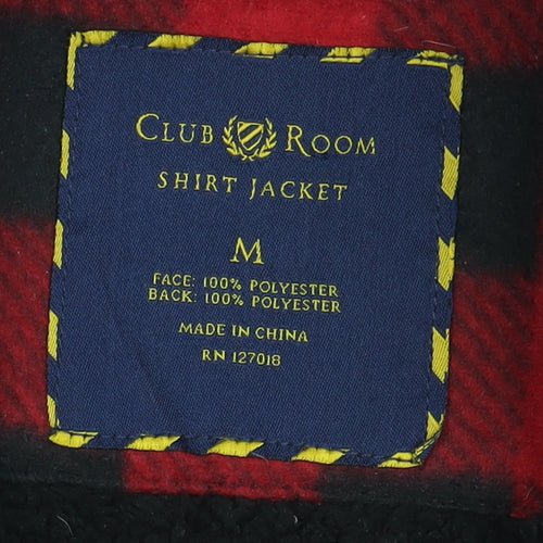 Club Room Men's Red Check Full Zip Sweatshirt M