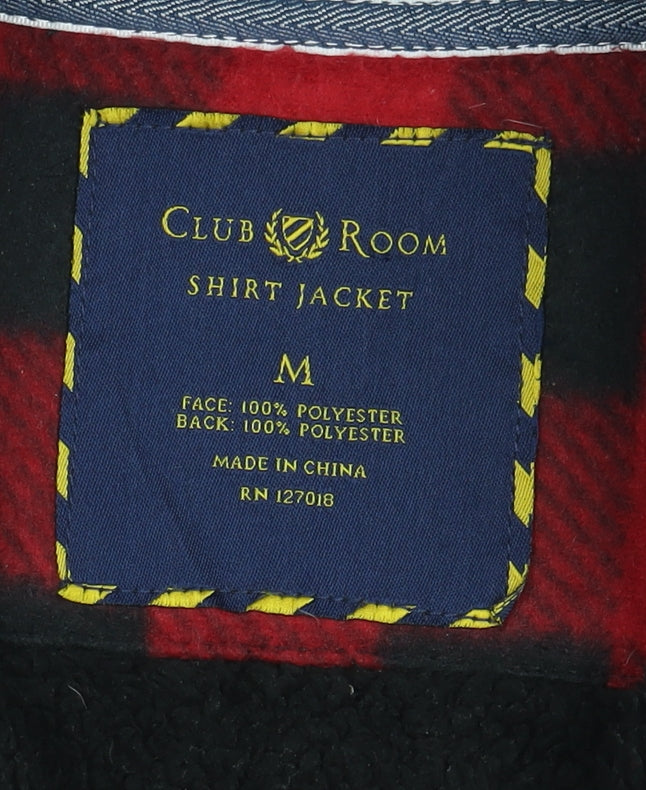 Club Room Men's Red Check Full Zip Sweatshirt M