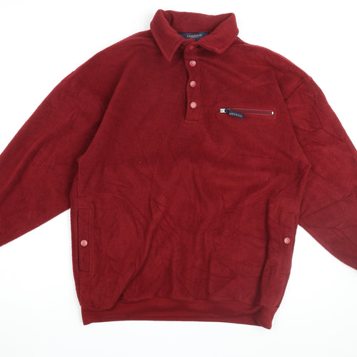 Pegasus Men's Red Henley Sweatshirt - L, Collared, Buttons