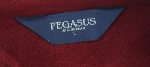 Pegasus Men's Red Henley Sweatshirt - L, Collared, Buttons