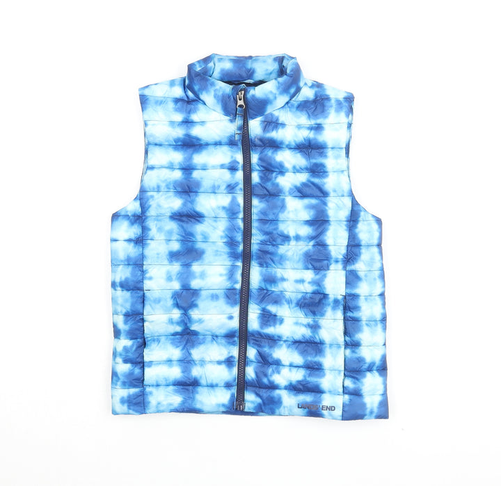 Lands' End Boys Blue Tie Dye Sleeveless Puffer Jacket - Size 8