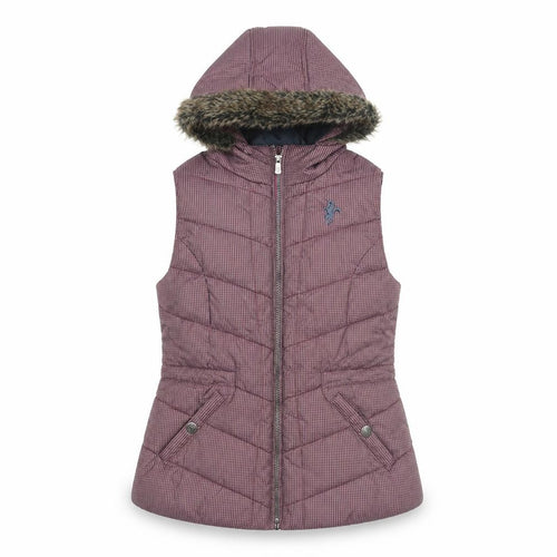 Caldene Women's Purple Check Sleeveless Puffer Waistcoat