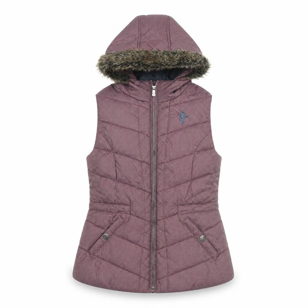 Caldene Women's Purple Check Sleeveless Puffer Waistcoat