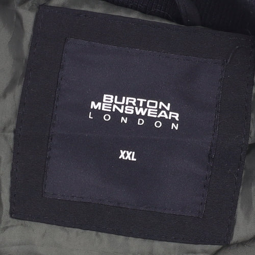 Burton Menswear London Black Bomber Jacket, 2XL, Men's