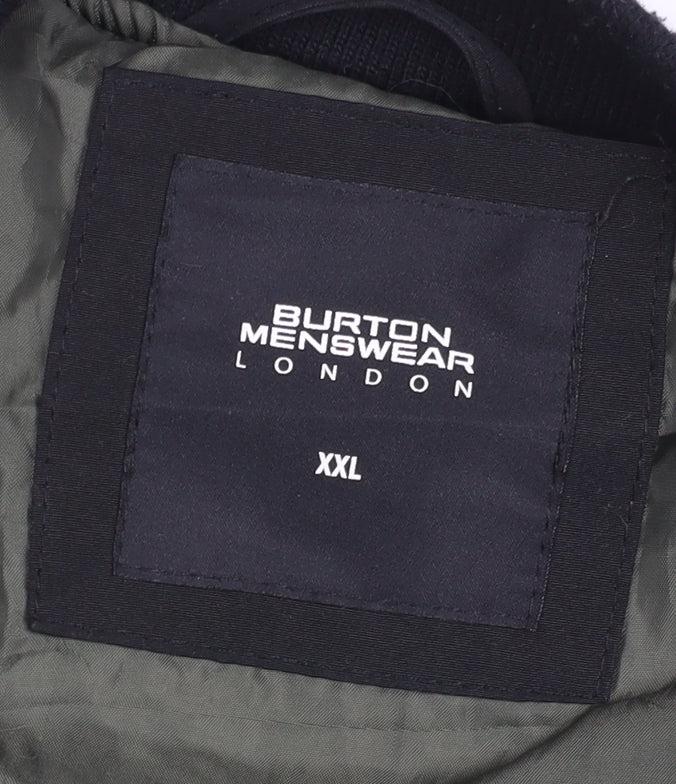 Burton Menswear London Black Bomber Jacket, 2XL, Men's