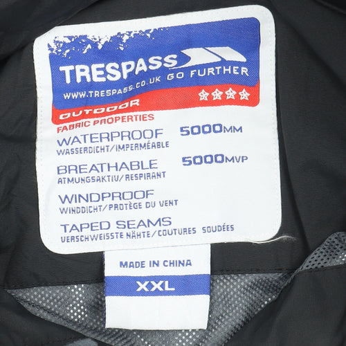 Trespass Men’s Black Hooded Raincoat 2XL Outdoor Jacket